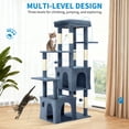 thumbnail image 2 of Yiwa Multi-Level 61" Cat Tree Tower, Sturdy Modern Cat Furniture for Large Cats and Maine Coons, Featuring Jumbo Perch, Two Spacious Condos, Sisal Scratching Posts, and Hanging Balls, 2 of 7