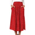 thumbnail image 2 of Jupes pour Femmes Mode Jupe Longue Imprimée Léopard Floral Poche Pressée Plissée Style Vêtements d'Été pour Femmes Rouge S, 2 of 5