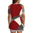 thumbnail image 4 of Soki Womens Tops Color Blocked Printed Short Sleeved V-Neck Off Shoulder Fashionable Summer Clothes, 4 of 6