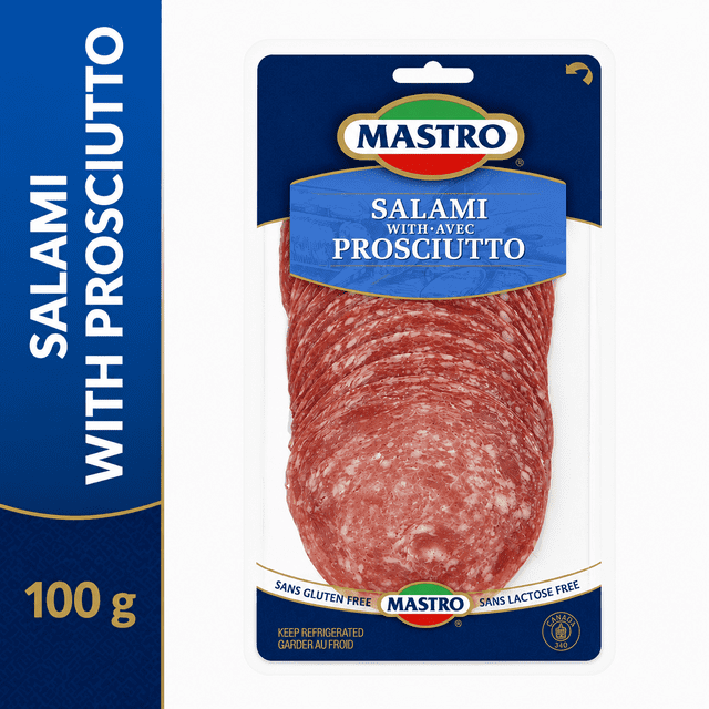 Mastro® Salami with Prosciutto, 100g, Sliced Dry-Cured, Resealable Package