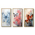 thumbnail image 2 of Designart "Blue Butterfly Wings I" Animals Framed Wall Art Set Of 3 - Blue Butterfly Frame Canvas Set For Living Room Decor, 2 of 6