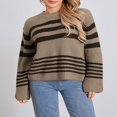 thumbnail image 4 of Women‘s Fall Loose Knit Tops Stripe Print Long Sleeve Sweaters, 4 of 9