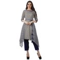 thumbnail image 2 of Moomaya Asymmetric Kurti With Pant Indian Tunic Tops Printed Kurti Set For Women, 2 of 6