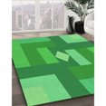 thumbnail image 3 of Ahgly Tapis d'Intérieur Lavable en Machine Carré Transitionnel Vert Néon, 4 Pieds Carré, 3 of 7