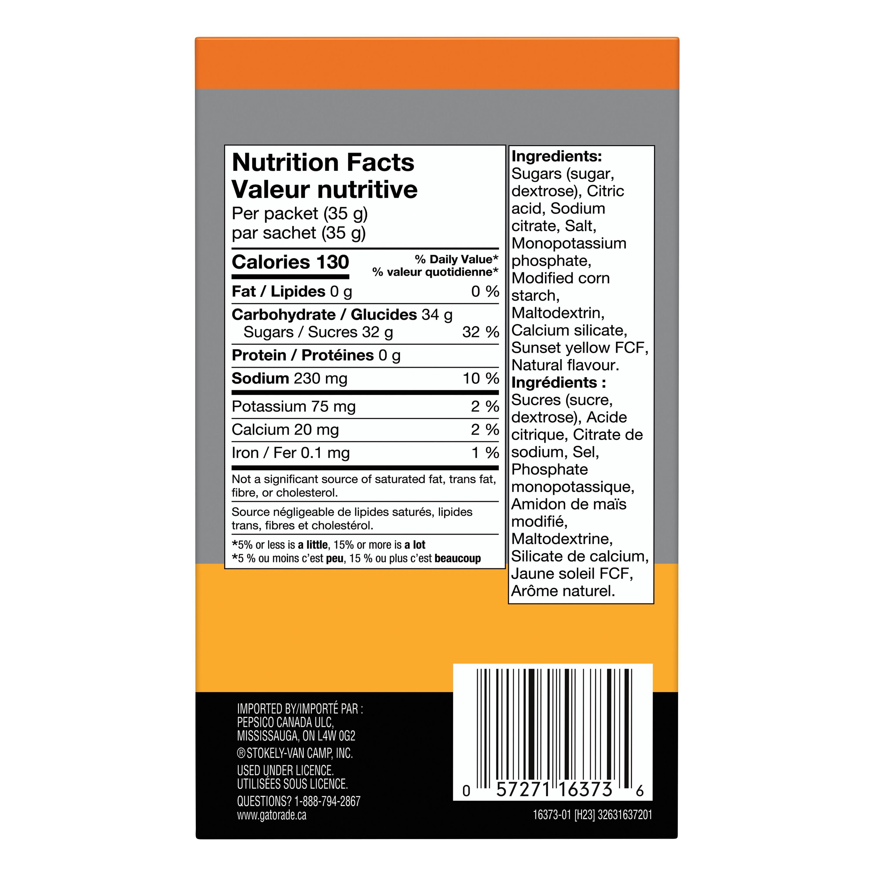 Gatorade Poudre Boisson Sportive Orange 10 x 35 g, Sachets