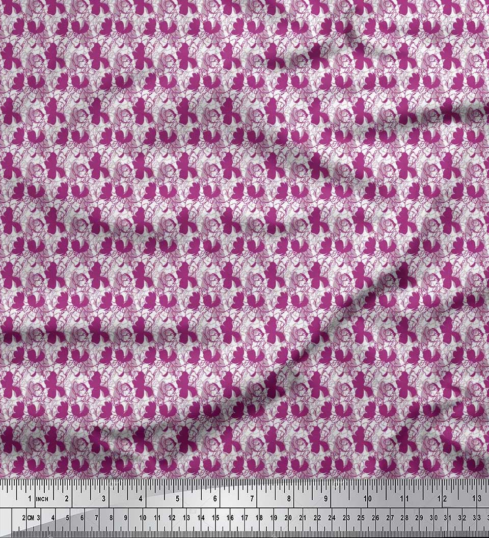 Soimoi Velvet Fabric Flower Artistic Print Fabric by Yard 58 Inch Wide