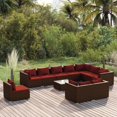 thumbnail image 1 of vidaXL 11 Piece Garden Lounge Set with Cushions Poly Rattan Brown, 1 of 5