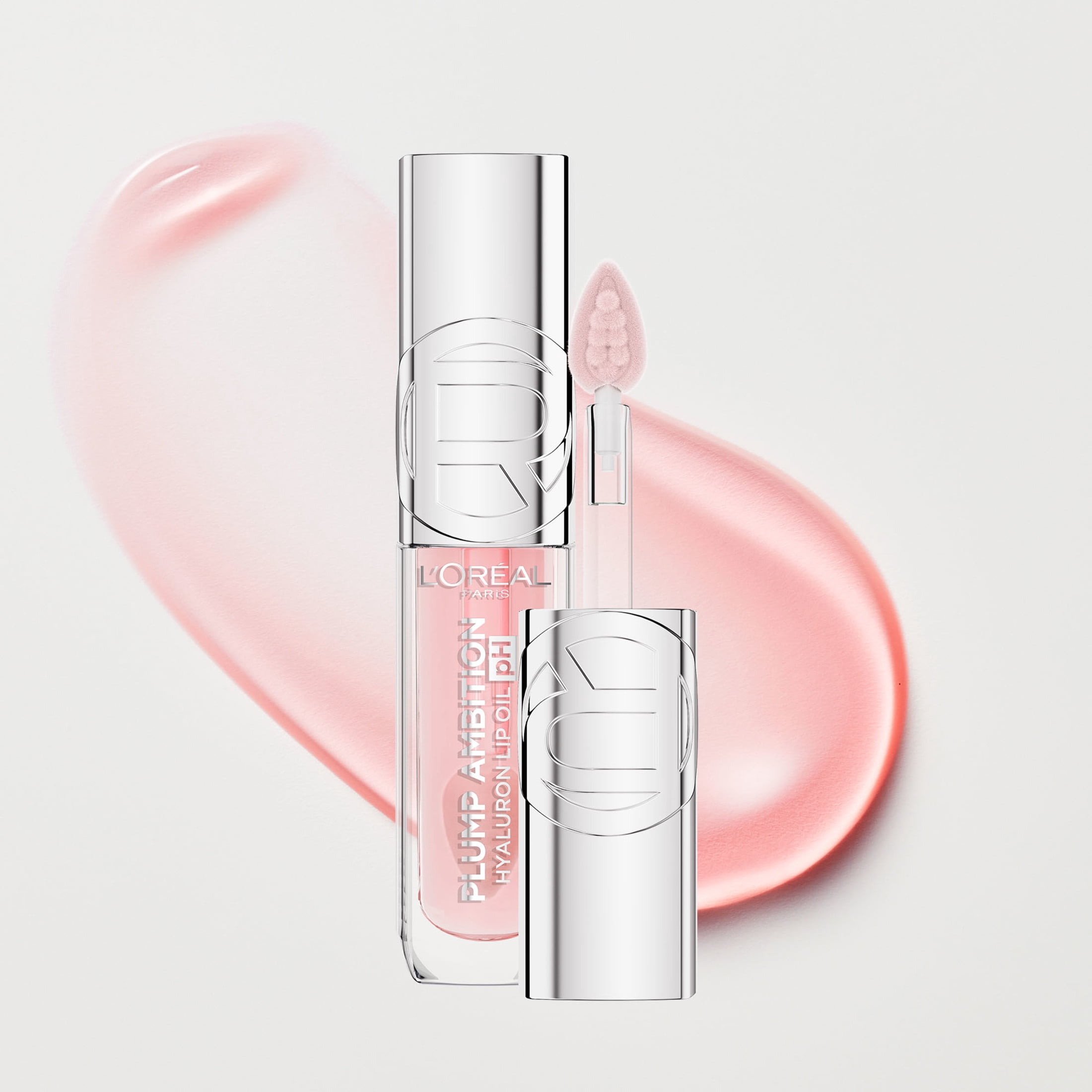 L’Oréal Paris Huile à Lèvres Teintée Plump Ambition, Brillant à lèvres repulpant, Léger picotement, Non collant, Hydratant, infusé d'acide hyaluronique, NUDE MACARON, 5 ml