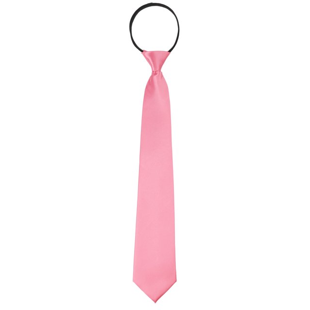 INSPIRE CHIC Pretied Zipper Ties for Men Solid Color Satin Shine Neckties Formal Casual Pink