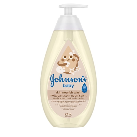 Nettoyant hydratant Johnson's Soin nourrissant Vanille et avoine - Soins de la peau pour bébés - Peau sensible - Parfum de vanille - 600 ml