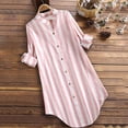 thumbnail image 4 of Yuyuzo Womens Blouses Striped Button down Half Sleeve Long Shirts Plus Size Soft Dress Tops S-5XL, 4 of 5