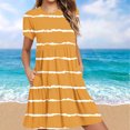 thumbnail image 1 of mtvxesu Robes Grande Taille, Robe T-Shirt d'Été Décontractée à Manches Courtes pour Femme, Robes Mini à Étages avec Poches, Robes d'Invitée de Mariage, 1 of 6