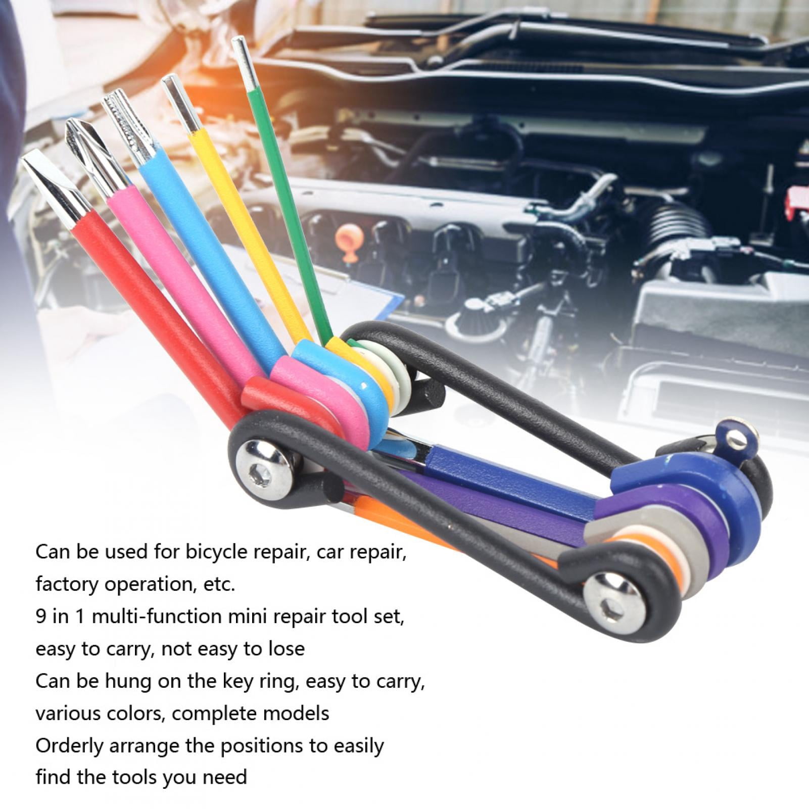 Ensemble d'Outils de Réparation Mini Multifonction Vélo Bicyclette Cyclisme Mécanicien Trousse d'Outils de Réparation 9 Fonctions Tout-en-un Équipement avec Ensembles d'Outils de Vélo