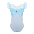 thumbnail image 1 of CHUANK Kids Girls Ballet Dance Gymnastics Leotard Tutu Ruffle Sleeve Ruched Mesh Bodysuit Ballerina Dancing Class Performance Dancewear, 1 of 7