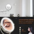 thumbnail image 3 of LED Lighted Makeup Mirror - 10X Magnifying Illuminated Wall Mounted Bathroom Mirror, Two Sided, Flexible Gooseneck, 360 Rotation with USB Cable Operated, 3 of 7