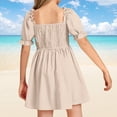 thumbnail image 5 of Robe Petite Fille à Manches Bouffantes, Robes d'Été, Robe Évasée à Étages en Ligne A, Robe Smockée, Robes de Bal pour Filles, 5 of 5
