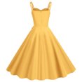 thumbnail image 5 of Robes d'Été pour Femmes Décontractées Sans Manches Femme au Foyer Soirée Bal Robe de Mode Unie Jaune P, 5 of 5