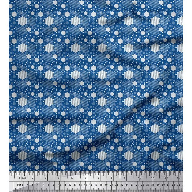 Soimoi Moss Tissu Georgette Hexagonal Imprimé Tissu au Mètre 42 Pouces de Large