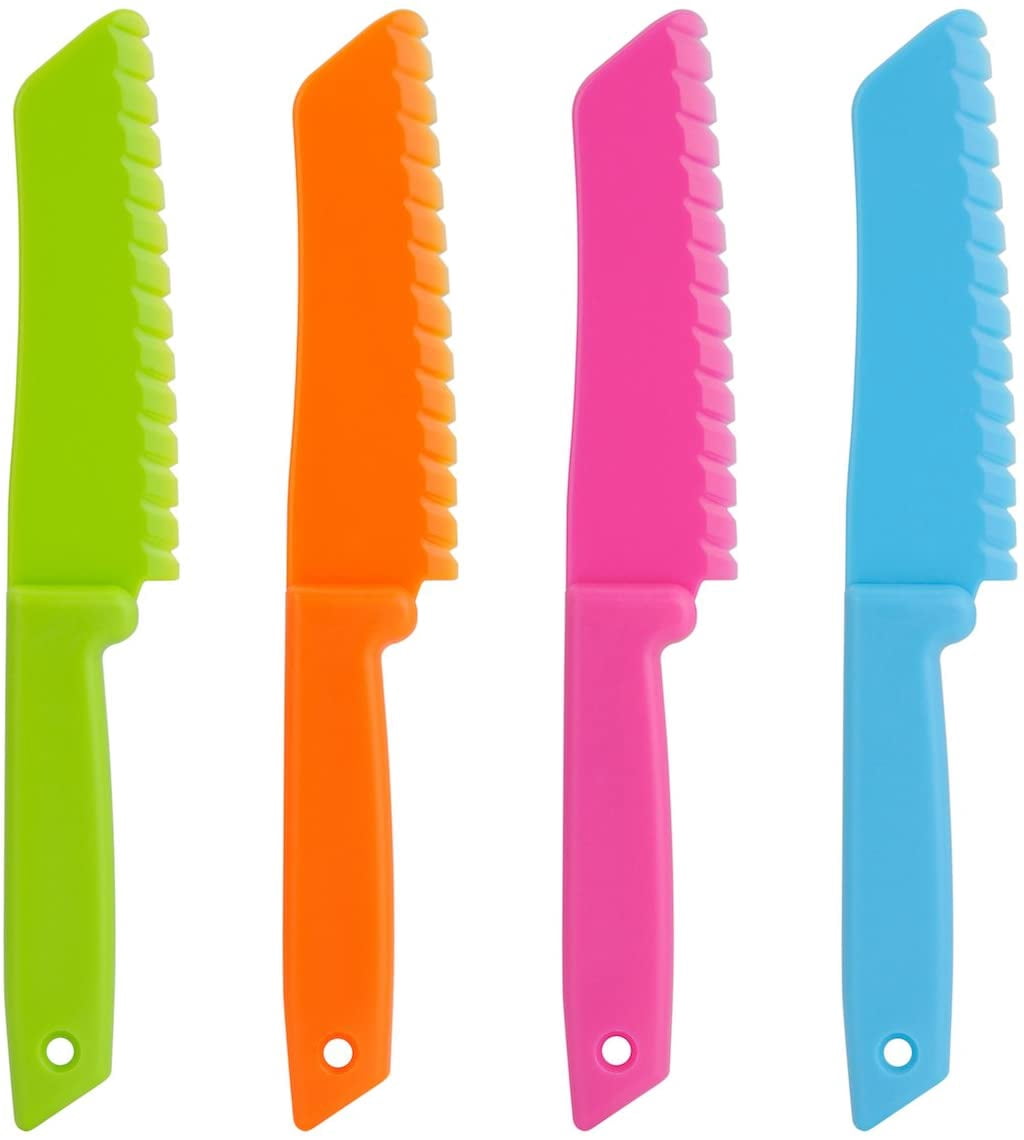 Plastic Kid Kitchen Knife Set, Nylon Chef Knife Children's Safe Cooking Knives for Baking, Fruit, Bread, Cake, Lettuce Knife, Salad Knife
