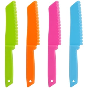 Plastic Kid Kitchen Knife Set, Nylon Chef Knife Children's Safe Cooking Knives for Baking, Fruit, Bread, Cake, Lettuce Knife, Salad Knife