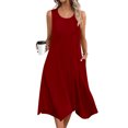 thumbnail image 2 of yoeyez Robes Maxi d'Été pour Femmes 2025 Tendance Été Sans Manches Robes Débardeur Ourlet Irrégulier Col Rond Robe Maxi avec Poches Robe de Plage de Vacances Rouge,P, 2 of 4