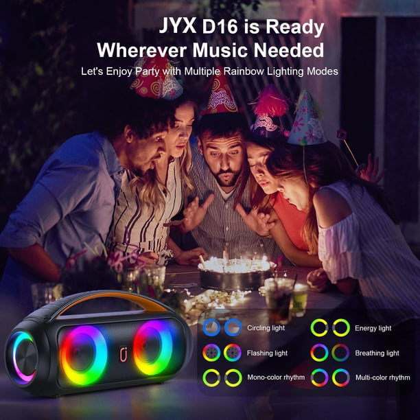 JYX Waterproof Bluetooth Speaker, Ourdoor Speaker with DJ Lights