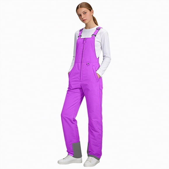 Curenmufel Snow Overalls for Kids Kids Waterproof Ski Bib Boys Girls Winter Snow Pants Size 13-14 (Purple,13-14 Years)