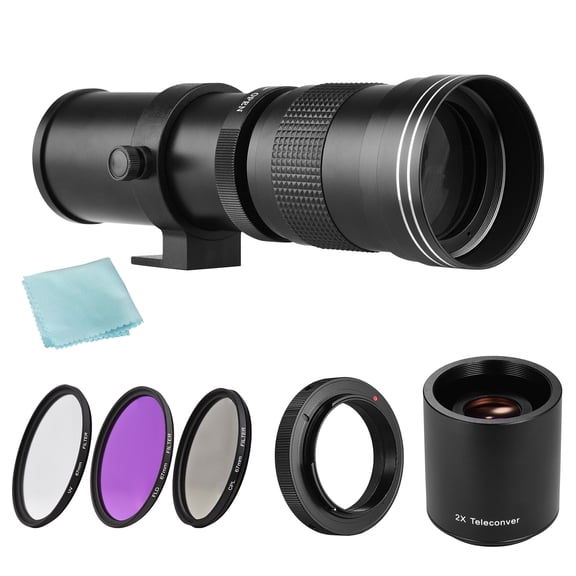 Camera MF Super Telephoto Zoom Lens F/8.3-16 420-800mm T Mount + /CPL/FLD Filters Set +2X 420-800mm Teleconverter Lens + T2-AI Adapter Ring Replacement for Nikon AI Mount D850 D810 D800 D750