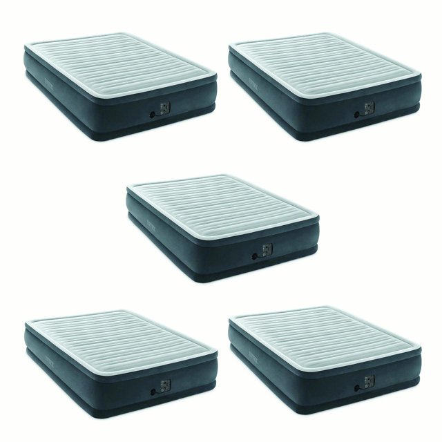 Intex Dure Beam Plus Series Matelas Surélevé Airbed avec Pompe, Grand (5 Pack)