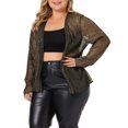 thumbnail image 4 of GRACE & GRANDEUR Plus Size Women's Cardigan Open Front Metallic Sheer Shrug Long Sleeve Lightweight Cardigans Gold 4X, 4 of 5