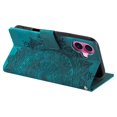 thumbnail image 3 of Flip Case for iPhone 16 Plus , Totem Embossed Flowers Premium PU Leather Wallet Folio Cover with Card Holder Kickstand Compatible with iPhone 16 Plus - Green, 3 of 13