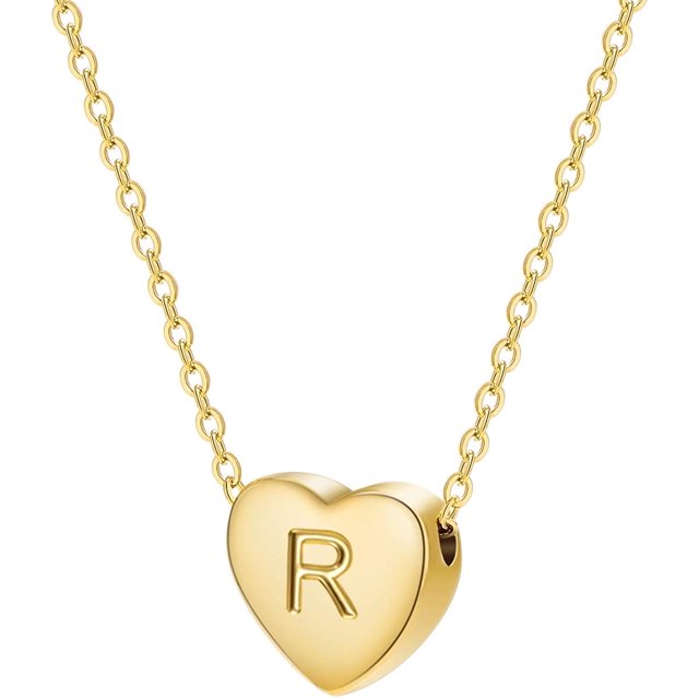 Collier Initial Cœur Pendentif Lettre Alphabet pour Filles