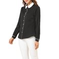 thumbnail image 4 of INSPIRE CHIC Chemise Boutonnée pour Femme à Manches Longues de Travail Col Peter Pan Blouse Haut, 4 of 6
