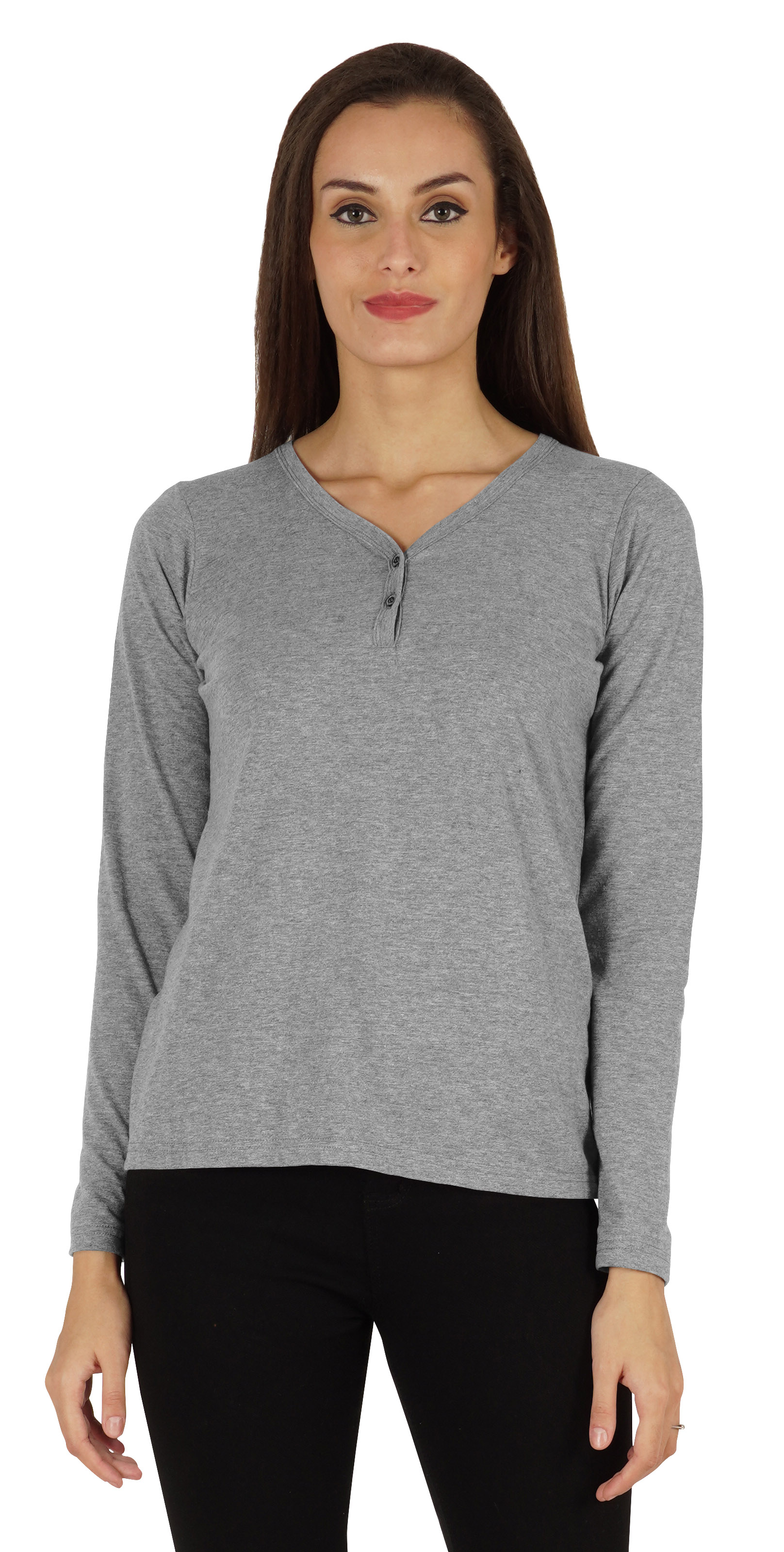 Inkmeso Solid Button Henley T-shirt For Womens Casual BasicLong SleeveTee T-shirts