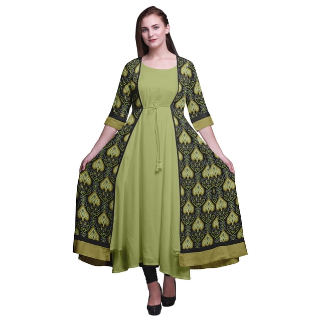 Bimba Printed Anarkali DressForWomen Indian Kurti Sleeveless Flared Kurta