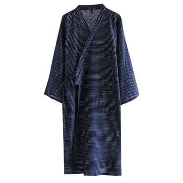 FhsagQ Pajamas Men's Pajamas Sleepwear Cotton Jacquard Striped Kimono Robe Cotton Thin Spring Summer Autumn Winter Japanese Sweat Robe Men's Lace and Wind Robe Mens Pajamas Sleepwear with Navy XL