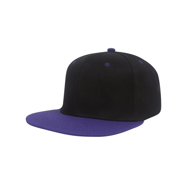 Top Headwear Flat Bill Adjustable Snapback Cap - Black/Purple