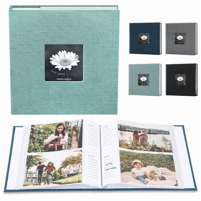 Photo Album 6" 200 Photo Album Black Scrapbook with Caption Space for Memories(1Pcs) Rkxzt