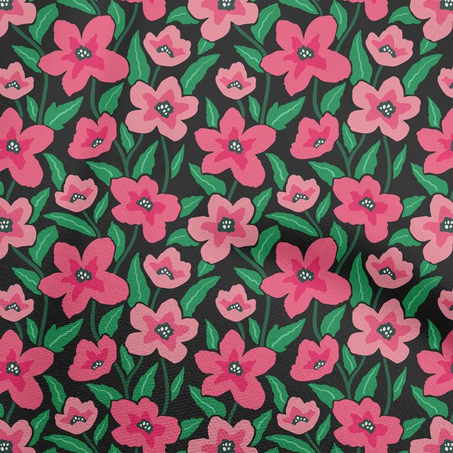 oneOone Tissu en Velours Rose Floral pour Robe Tissu Imprimé au Mètre 58 Pouces de Large