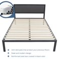 thumbnail image 2 of ViscoLogic Platform 12 inch High Heavy-Duty Metal Twin Size Bed Frame, Upholstered Headboard, With Wooden Slats, 12 Inch High, No Box Spring Needed, Twin Bed, 2 of 5