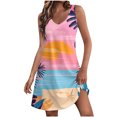 thumbnail image 2 of Ovzne Robes pour Femmes 2025 Robe de Plage Mode d'Été pour Femmes Plage Poche Imprimé Sans Manches Robe à Col en V Robe d'Été Imprimée Liquidation, 2 of 7