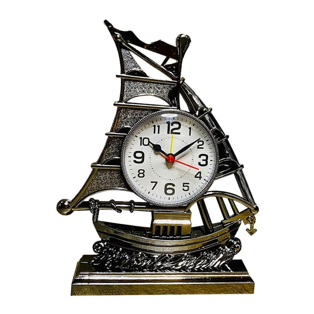Table Clocks Home Decor Sailing Sculpture Desk Clock for Office Bedroom Kids Black