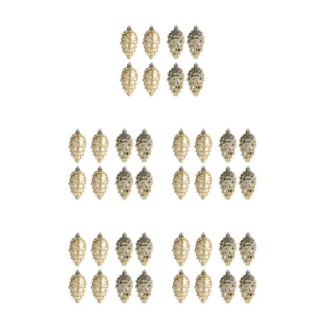 Decodeary 8pack/lot Thoughtful Presents Plastic Pine Cone Decorations For Christmas Tree ABS Plastic Pine Tree Hanging Gold 5Set