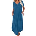 thumbnail image 2 of pstuiky Robes pour Filles, Robe d'Été Décontractée pour Femmes à Manches Courtes et Col en V, Robe Maxi Décontractée de Plage avec Poches, Robes Formelles en Liquidation, 2 of 6