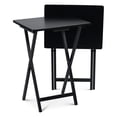 thumbnail image 2 of PJ Wood Plateau-Table Pliant Portable pour Collations de Télé, Noir (Ensemble de 4 Pcs), 2 of 12