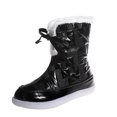 thumbnail image 2 of Bottes Mi-Mollet pour Femmes Bout Rond Bottines Deux Façons de Porter Lacets Bottes de Neige, 2 of 9