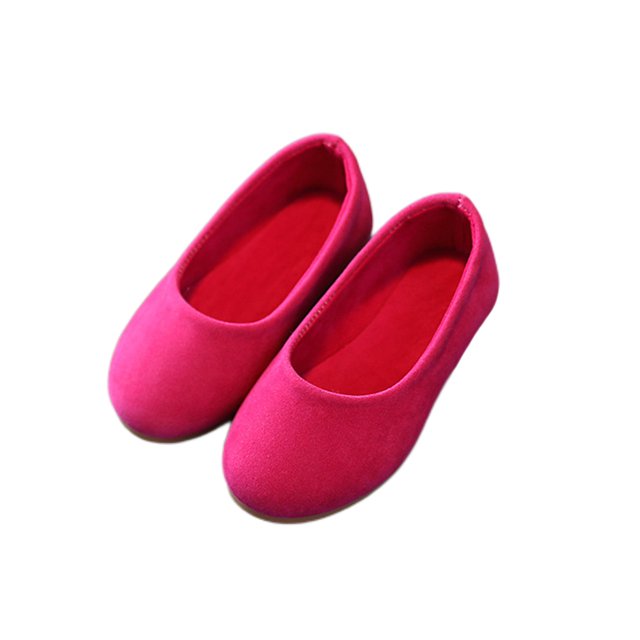 MAWCLOS Mocassins pour Enfants à Bout Rond Ballerines à Enfiler Chaussures Habillées Décontractées à Tige Basse Chaussures de Mariage Rose Rouge 11C