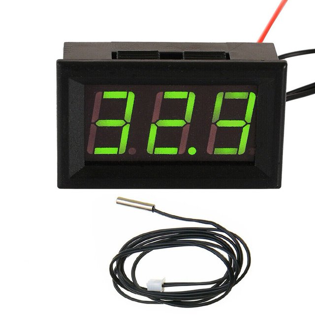 DC 12V LED Digital Thermometer Temp Sensor Meter Probe -50 ~ 110°C Detector