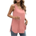 thumbnail image 1 of AherBiu Débardeurs Surdimensionnés pour Femmes Col Rond Fendu Été Décontracté Ample Sans Manches T-Shirts, 1 of 7