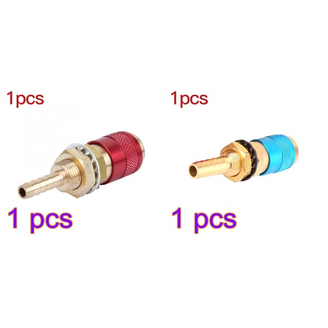2pcs Welding Torch Quick Connector Water Cooled and Air Adapter TIG Welding Torch Metal Connector φ6 Blue Red